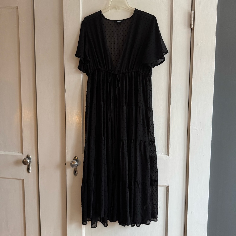 Torrid Short Sleeve Black Maxi Duster, Women’s Size 1